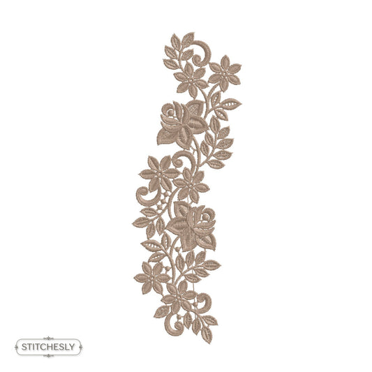 Detail view of Beige Floral Cushion Border machine embroidery design