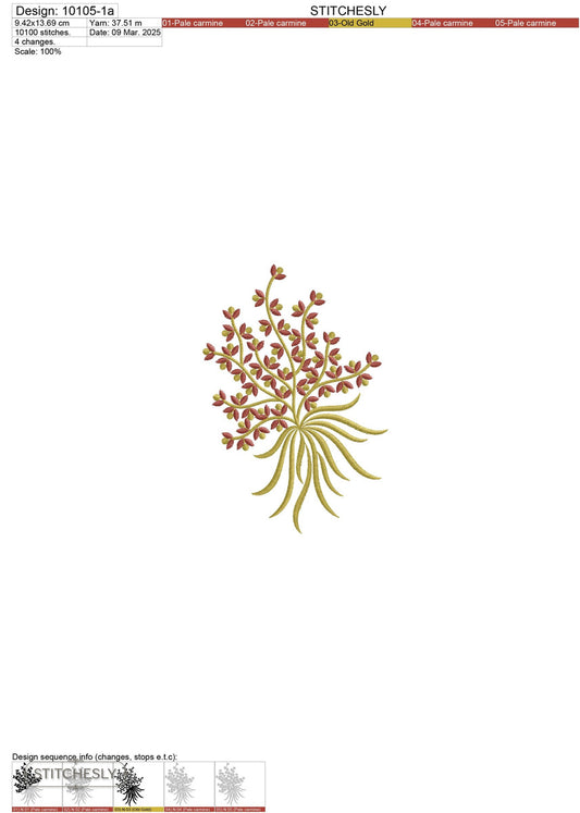Detail view of Berry Botanical Spray machine embroidery design