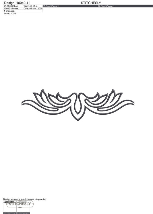 Detail view of Black Art Deco Scroll Border machine embroidery design