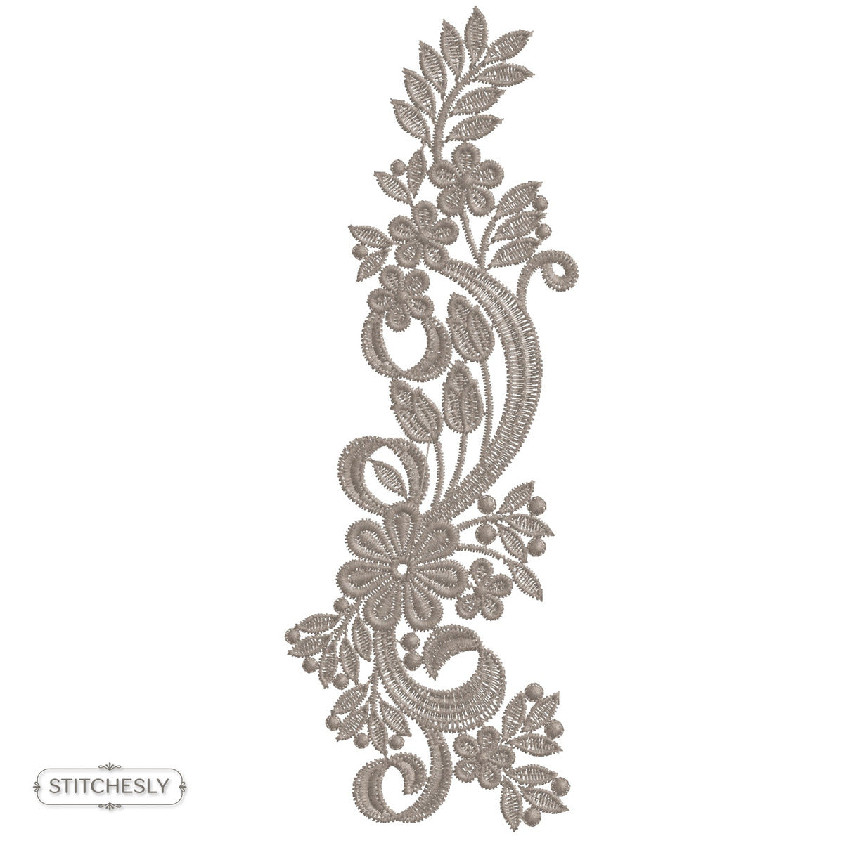 Detail view of Blue Paisley Floral Cushion machine embroidery design