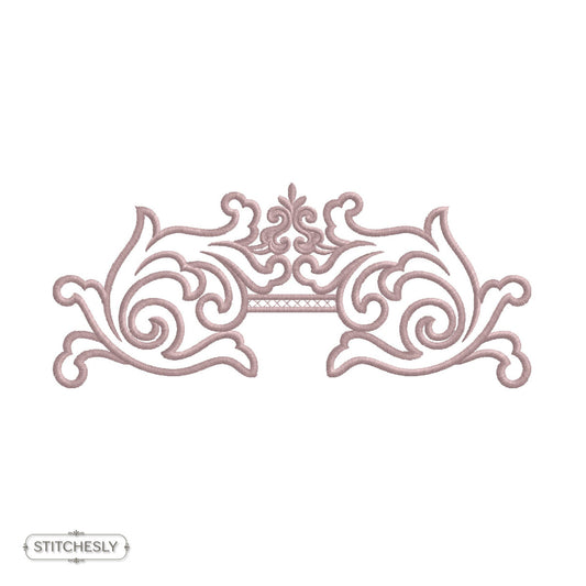 Detail view of Dusty Pink Scroll Border machine embroidery design