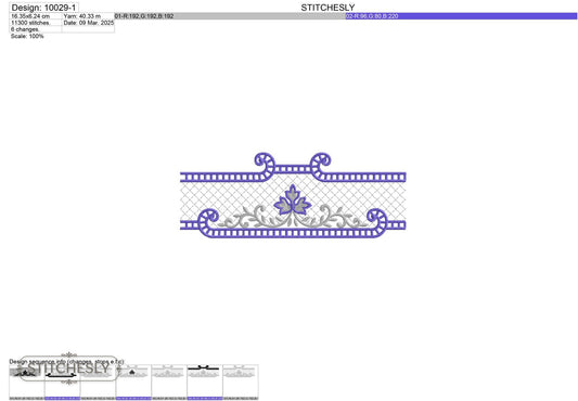 Detail view of Geometric Lace Border machine embroidery design
