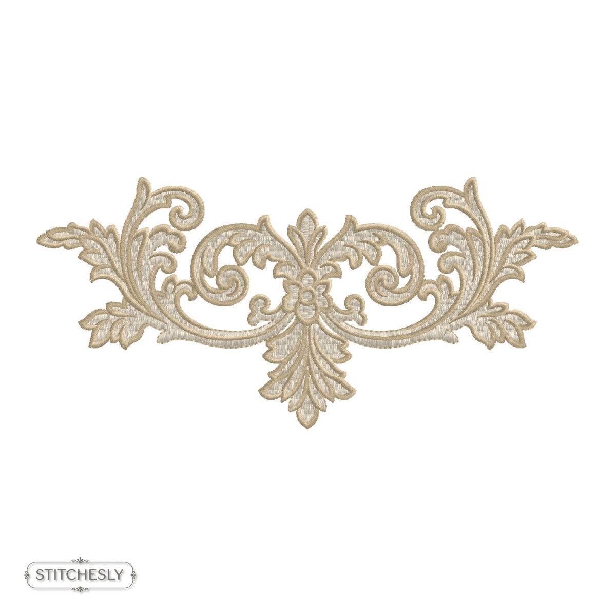 Detail view of Gold Floral Pillow Accent machine embroidery design