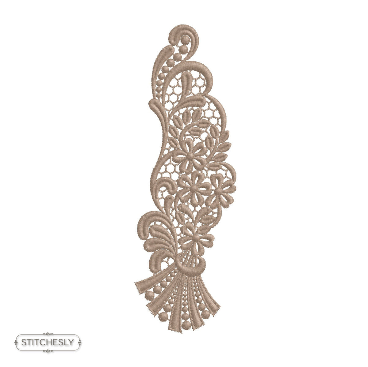 Detail view of Gold Lace Table Linen Border machine embroidery design