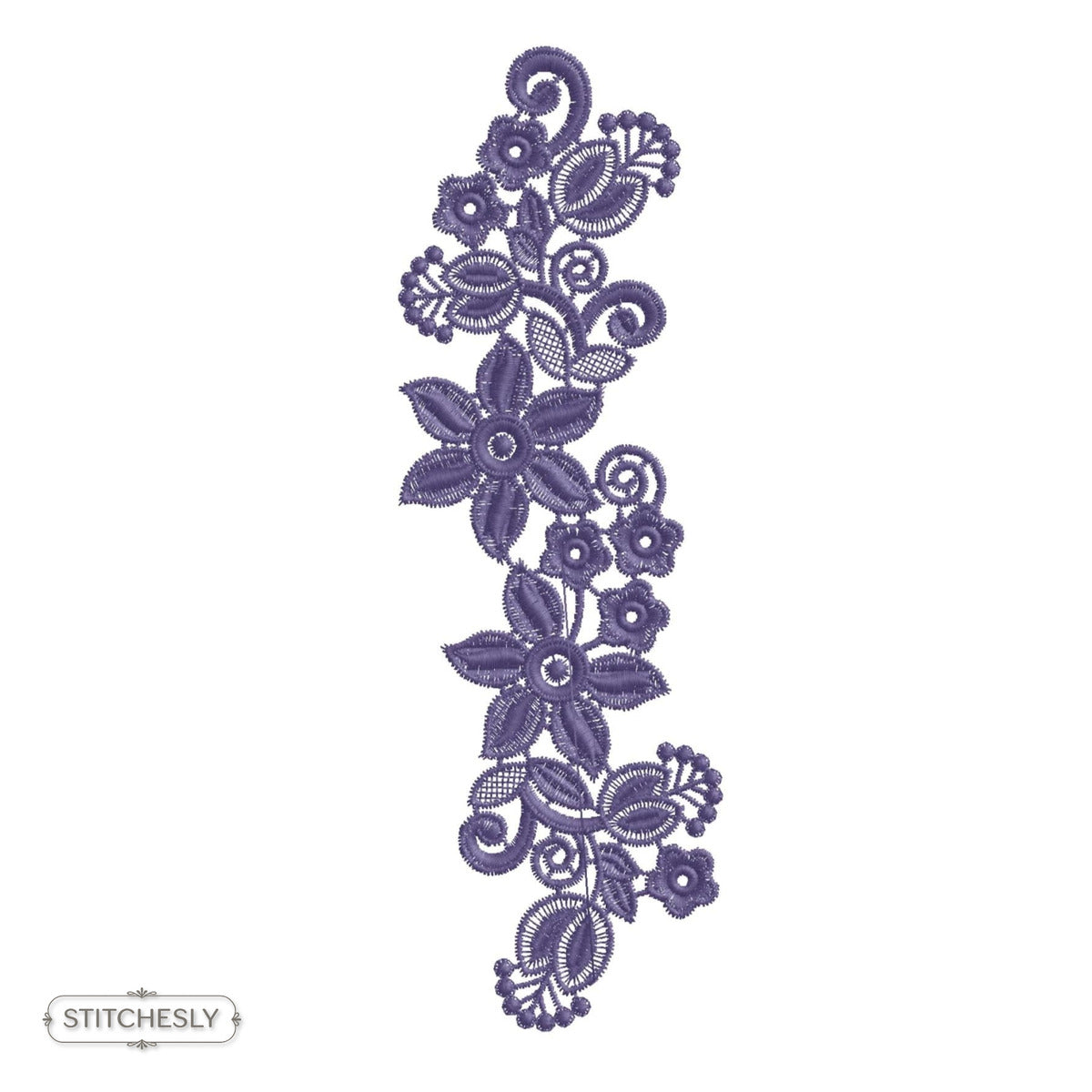 Detail view of Golden Floral Border machine embroidery design
