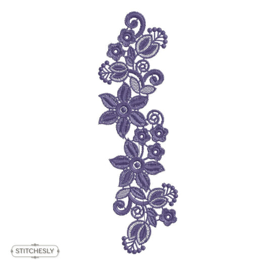 Detail view of Golden Floral Border machine embroidery design