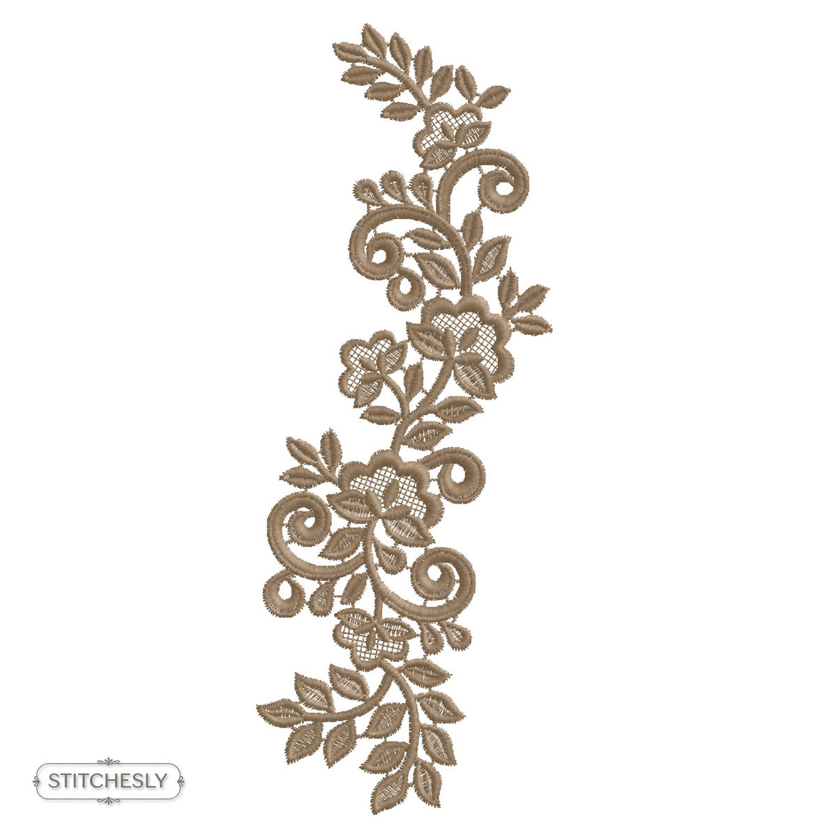 Detail view of Golden Floral Cushion Border machine embroidery design