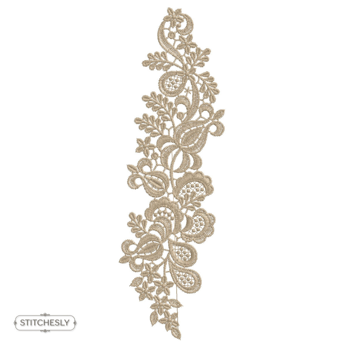 Detail view of Golden Lace Napkin Border machine embroidery design
