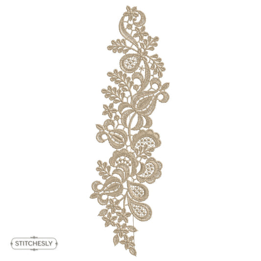 Detail view of Golden Lace Napkin Border machine embroidery design