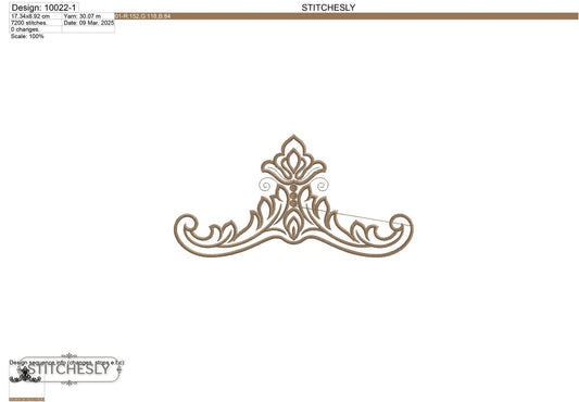 Detail view of Minimal Ornamental Scroll Border machine embroidery design