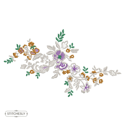 Detail view of Pastel Floral Cushion machine embroidery design
