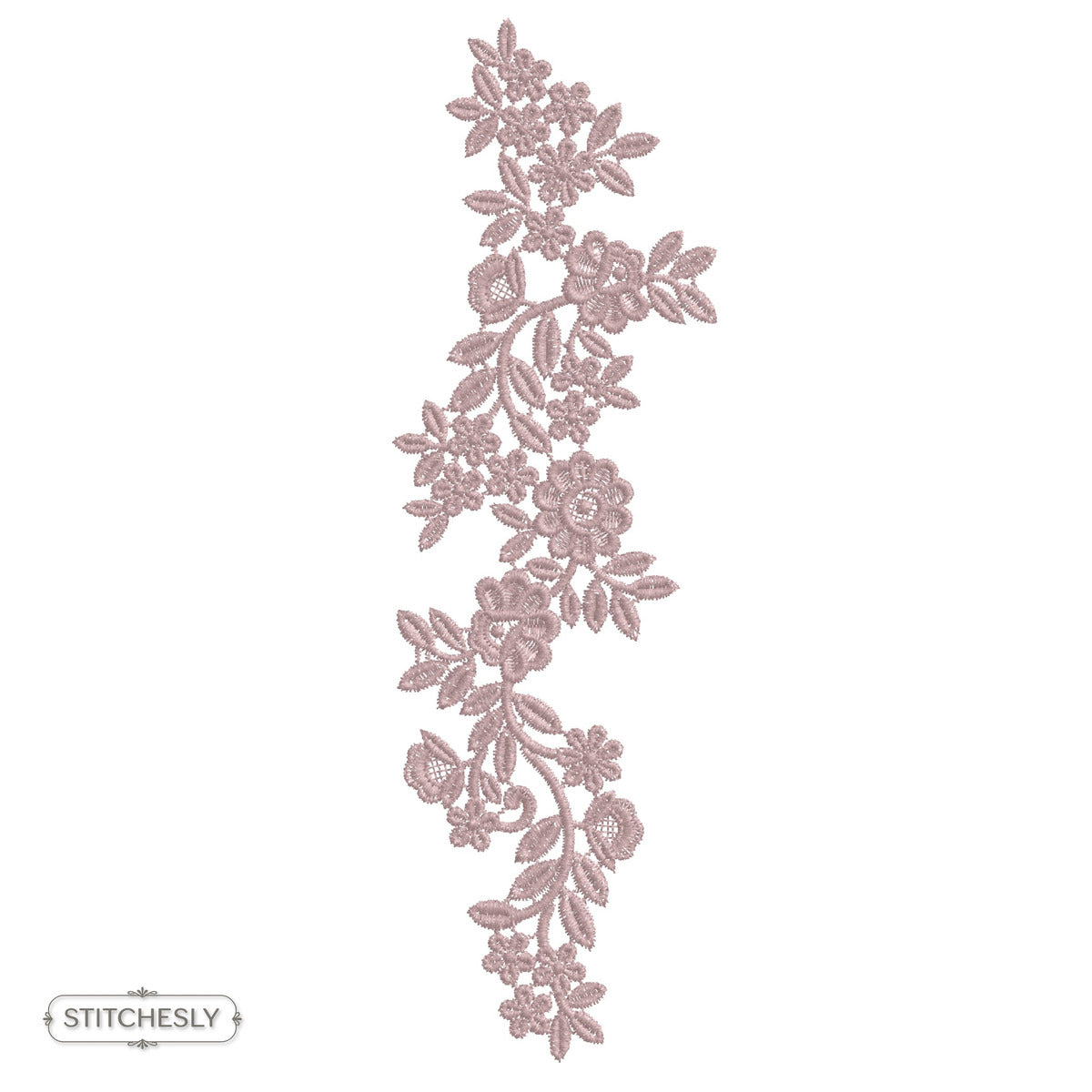 Detail view of Red Garden Floral Border machine embroidery design