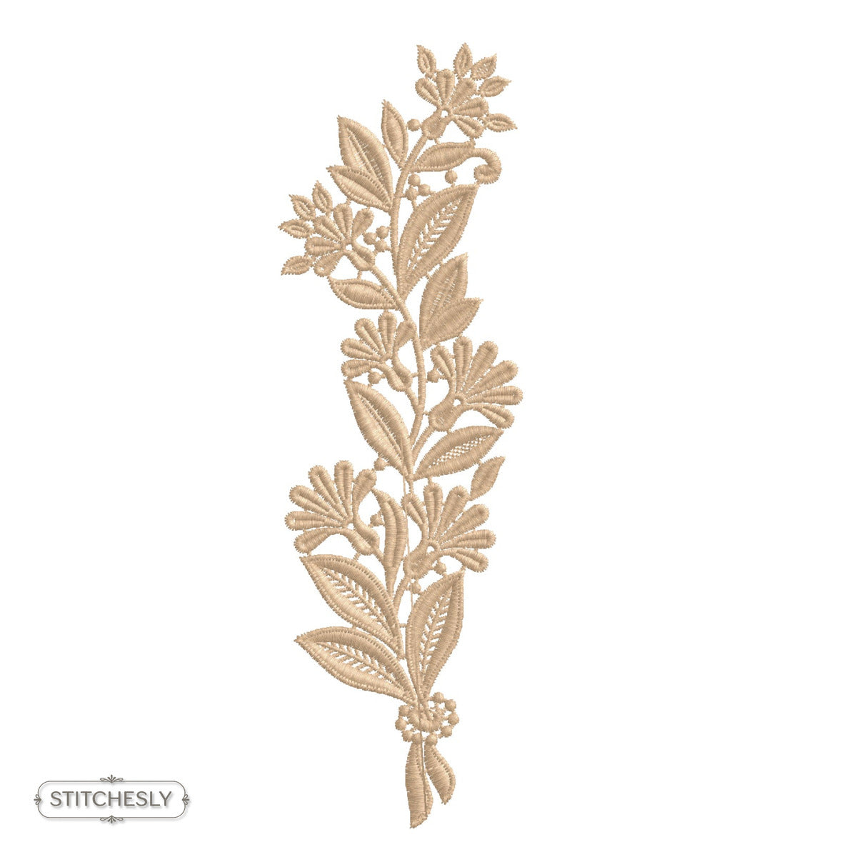 Detail view of Red Leaf Floral Border machine embroidery design