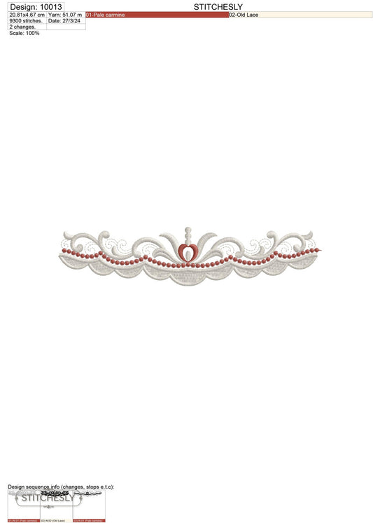 Detail view of Scalloped Bead Border machine embroidery design