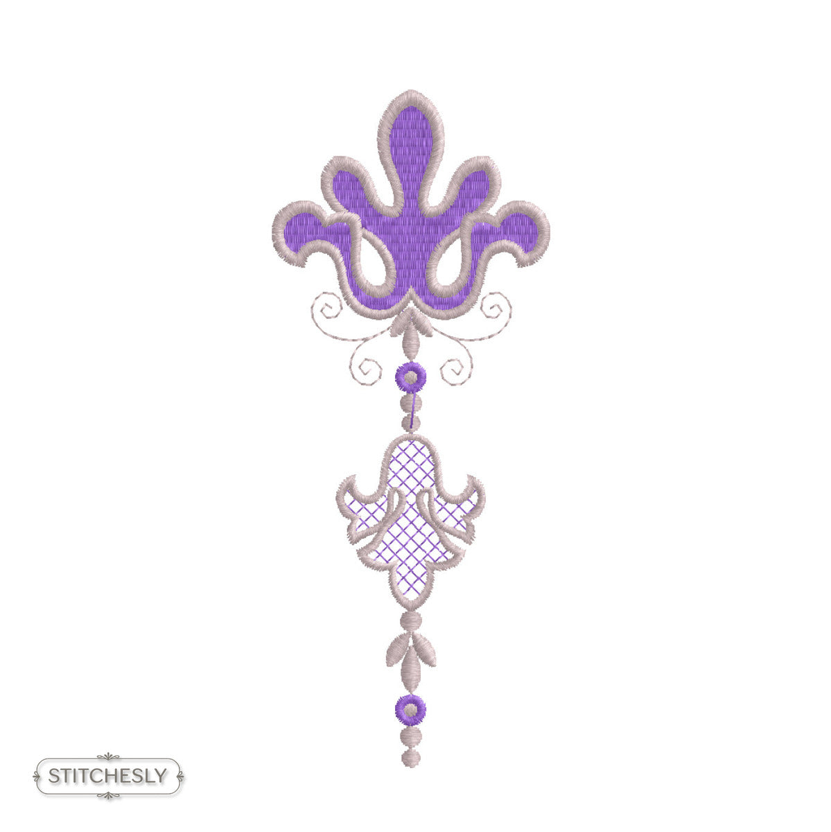 Detail view of Small Gold Hanging Ornament machine embroidery design