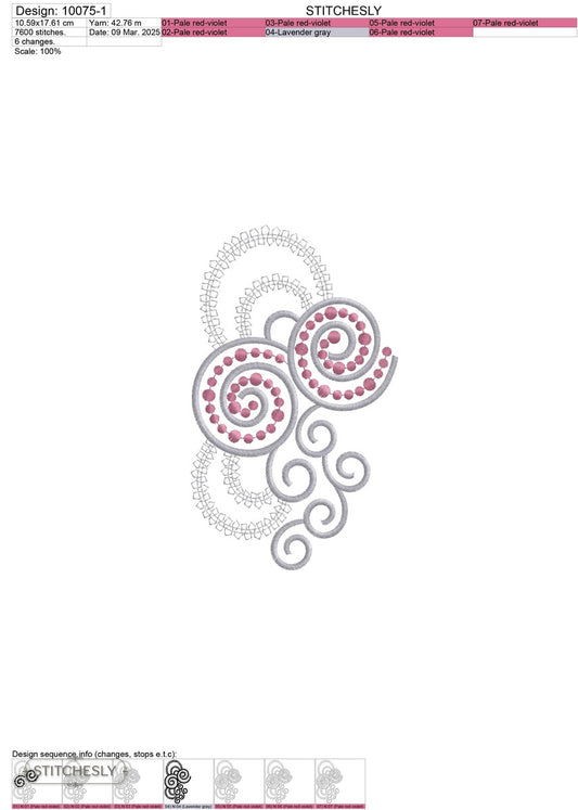Detail view of Spiral Bead Accent machine embroidery design