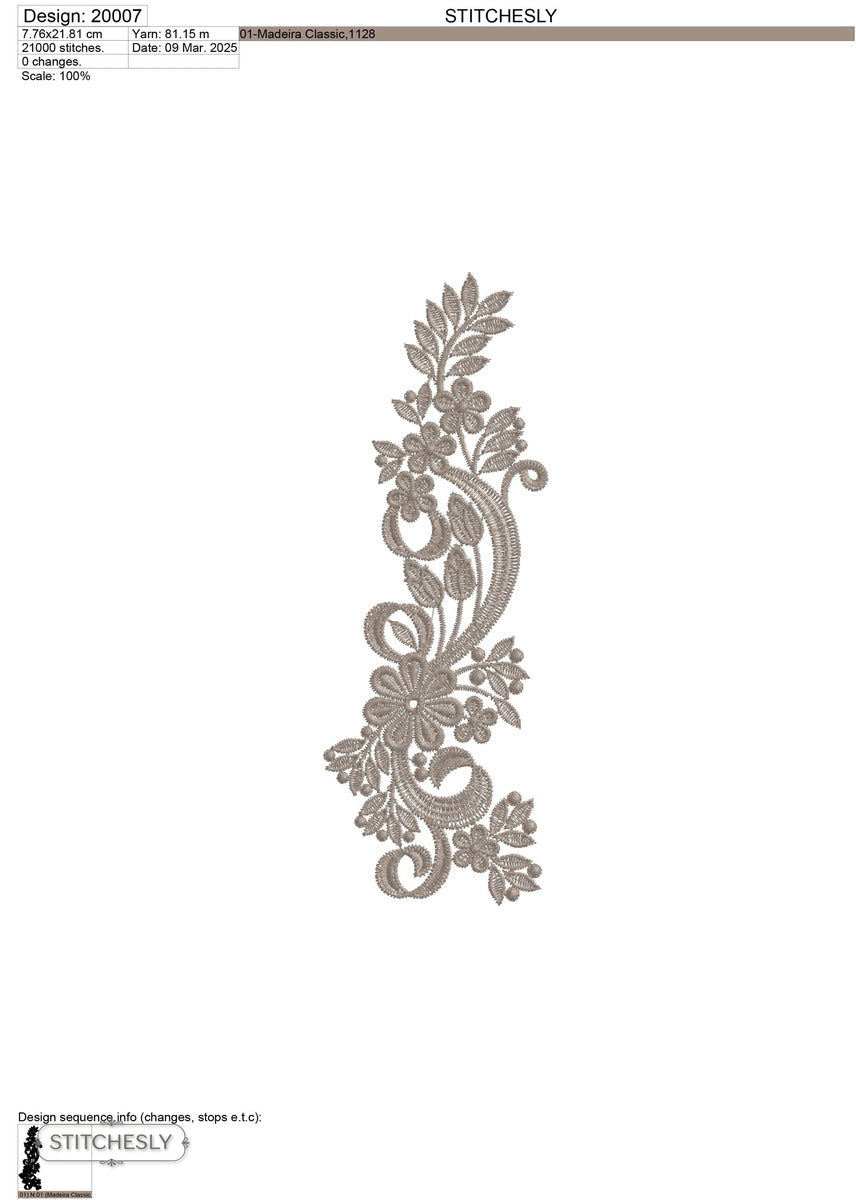Detail view of Blue Paisley Floral Cushion machine embroidery design