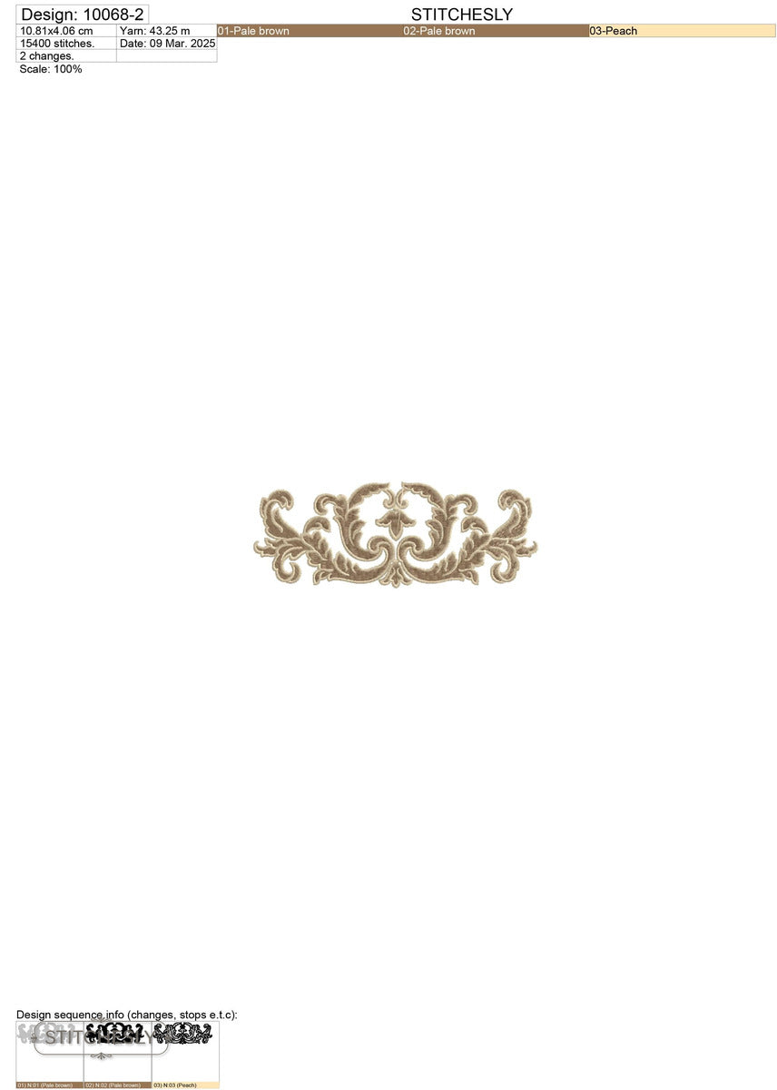 Detail view of Classic Acanthus Scroll Border machine embroidery design