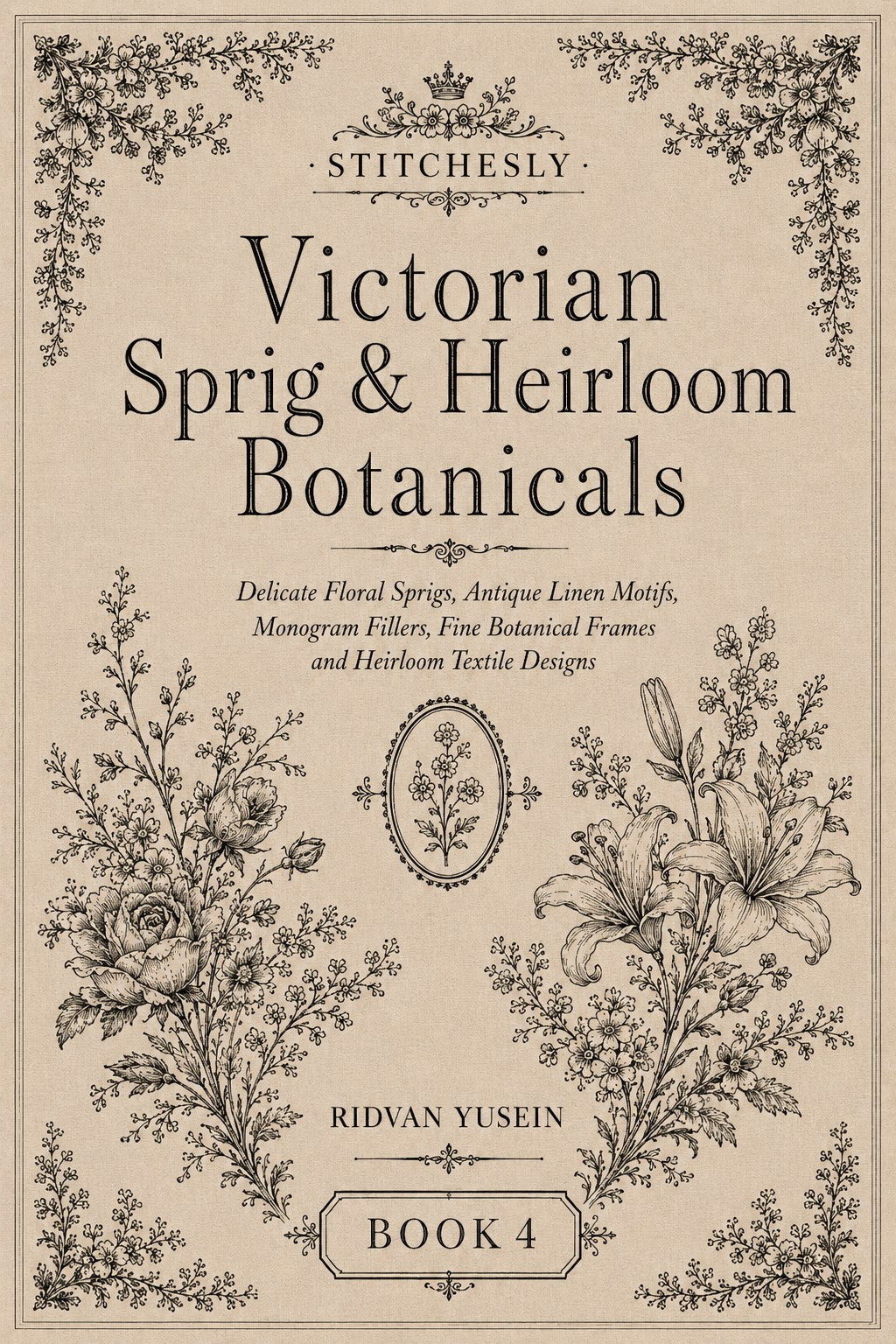 Digital PDF embroidery design bundle cover preview for Botanical Garden Archive Bundle 4, featuring curated embroidery patterns, motif library references and textile design… - preview 6