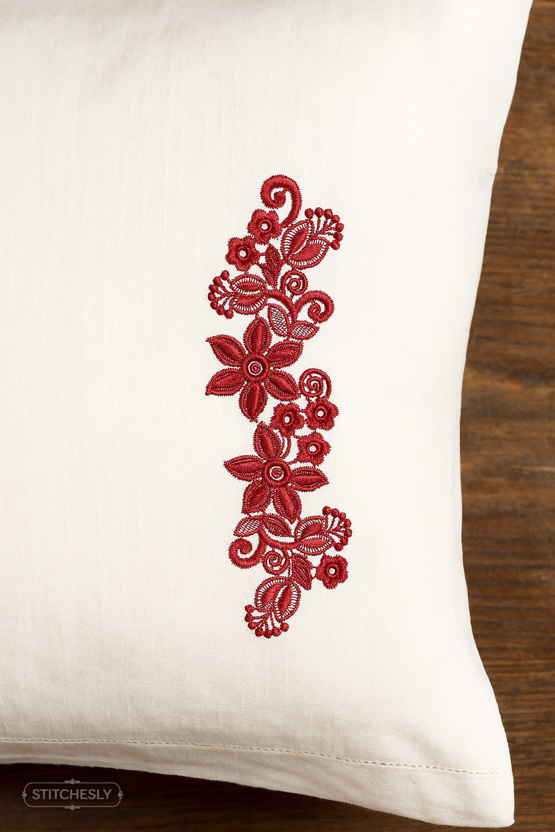 Detail view of Golden Floral Border machine embroidery design