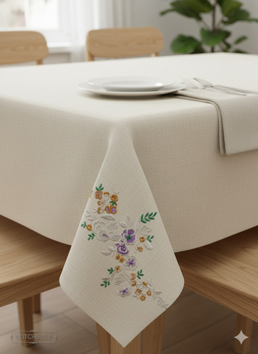 Detail view of Pastel Floral Cushion machine embroidery design