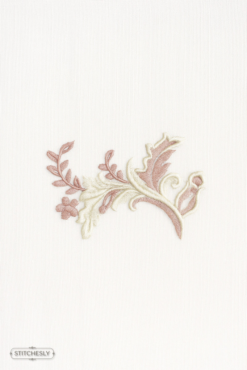 Detail view of Lavender Scroll Floral Machine Embroidery Set machine embroidery design