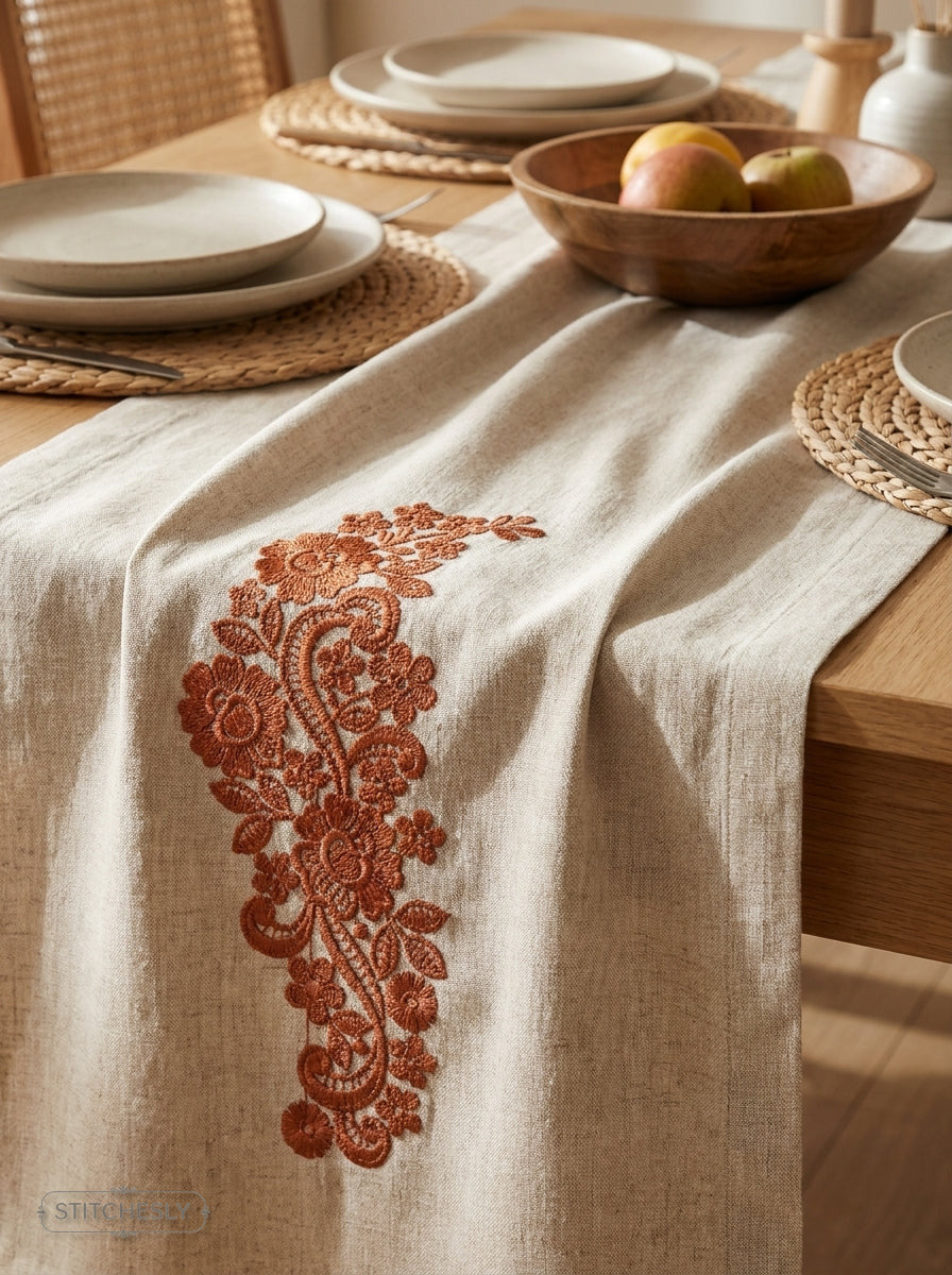 Detail view of Five Floral Borders Bundle machine embroidery design