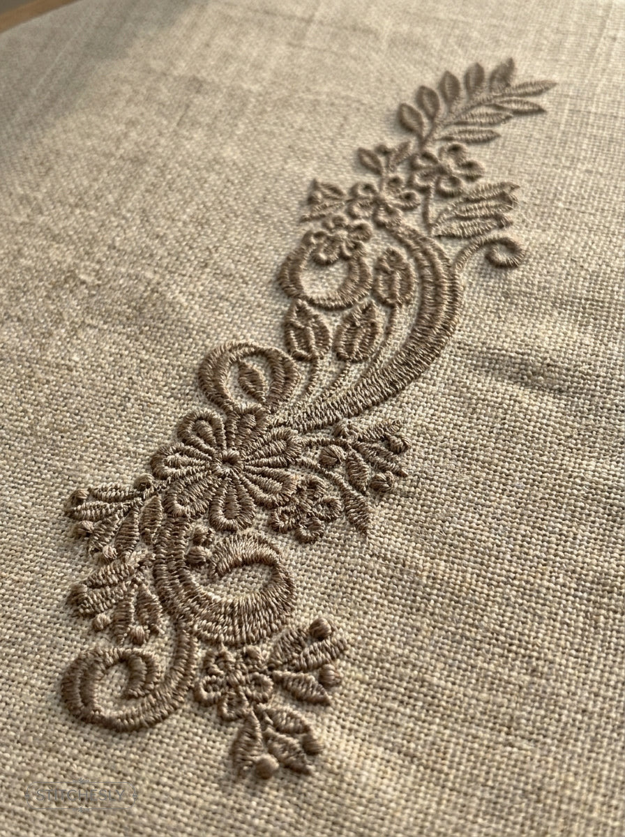 Detail view of Five Floral Borders Bundle machine embroidery design