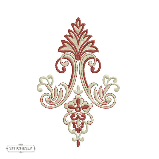 Red Floral Drop Ornament machine embroidery design preview