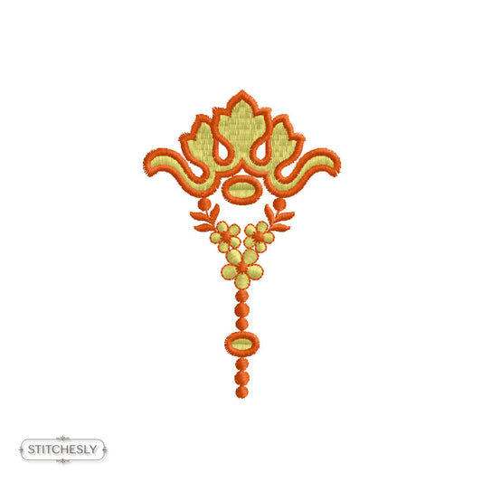 Orange Beaded Drop Ornament machine embroidery design preview