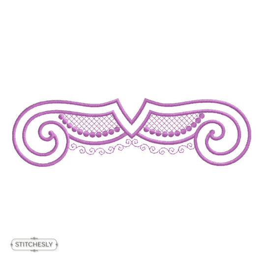 Purple Shell Scroll Border machine embroidery design preview