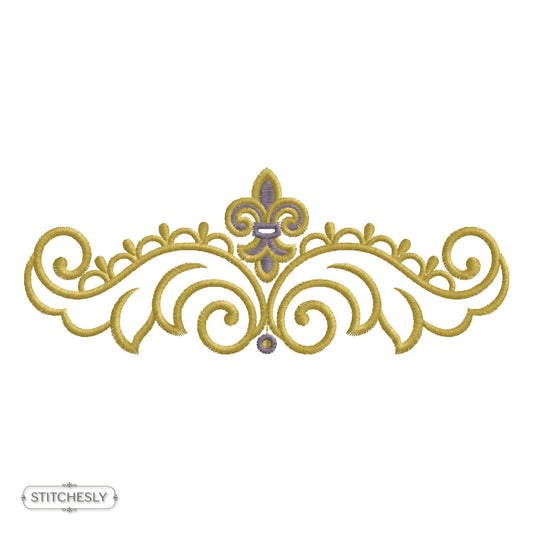 Blue Gold Scroll Border machine embroidery design preview