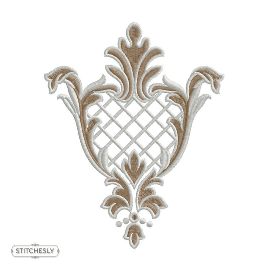 Silver Lattice Floral Ornament machine embroidery design preview