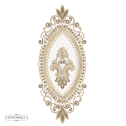 Vintage Oval Filigree Frame machine embroidery design preview
