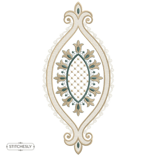 Vintage Teardrop Lace Frame machine embroidery design preview