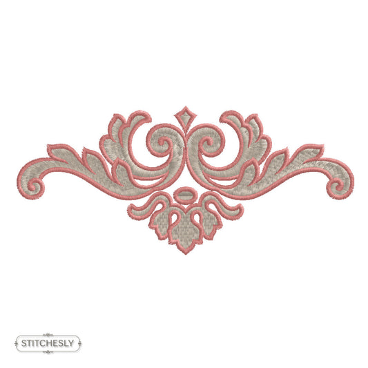 Pink Crown Scroll Border machine embroidery design preview