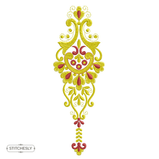 Bright Folk Teardrop Ornament machine embroidery design preview