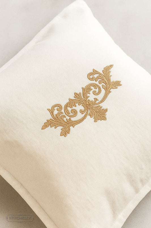 Gold Floral Pillow Accent machine embroidery design preview