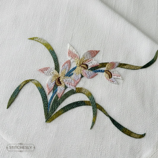 Orchid Stem Floral machine embroidery design preview