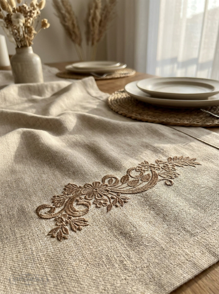 Detail view of Five Floral Borders Bundle machine embroidery design