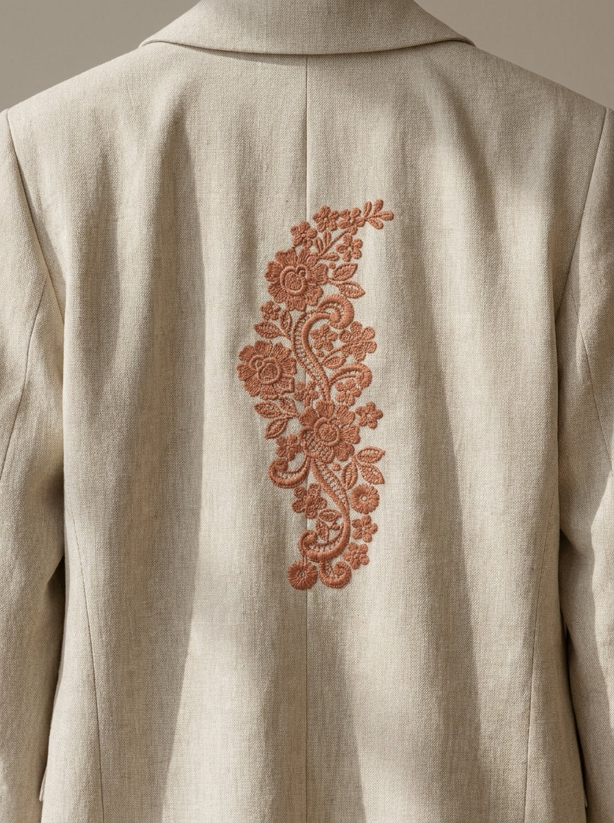 Five single-color floral border machine embroidery designs shown together in a Stitchesly bundle preview.