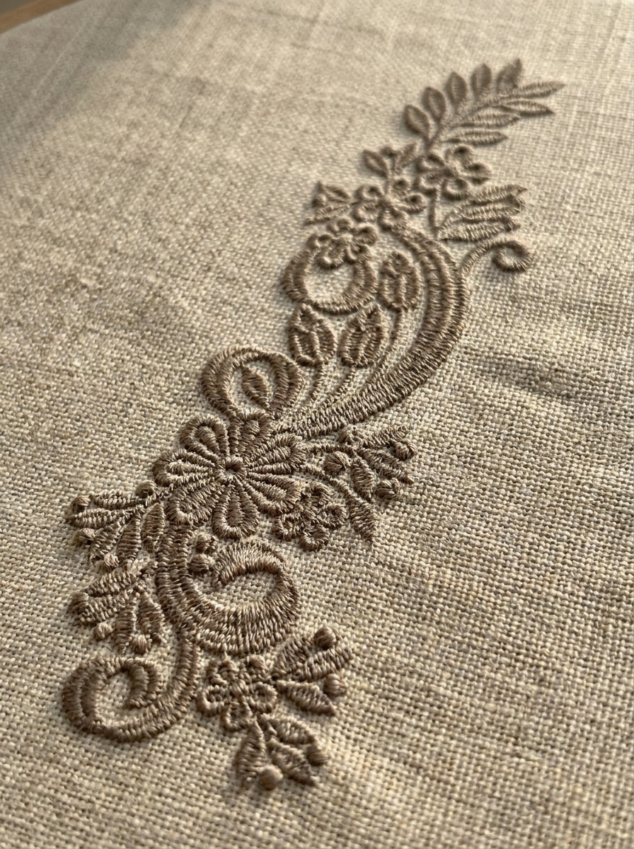 Technical preview of Design 20006, a deep rose single-color floral border measuring 7.32 by 18.28 cm.