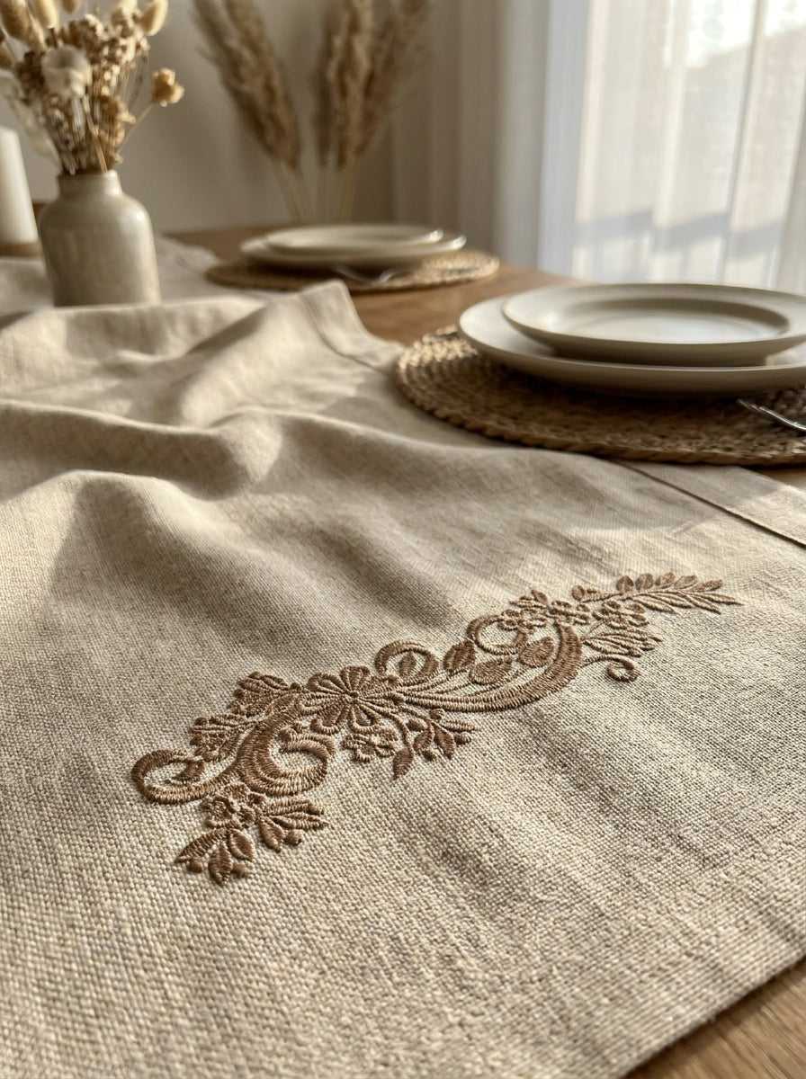 Technical preview of Design 20009, a purple floral scroll border measuring 7.27 by 22.11 cm.