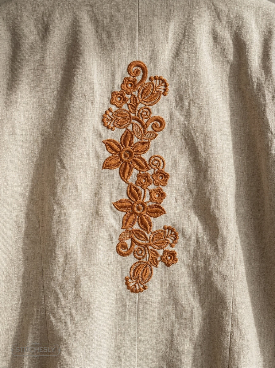 Detail view of Five Floral Borders Bundle machine embroidery design