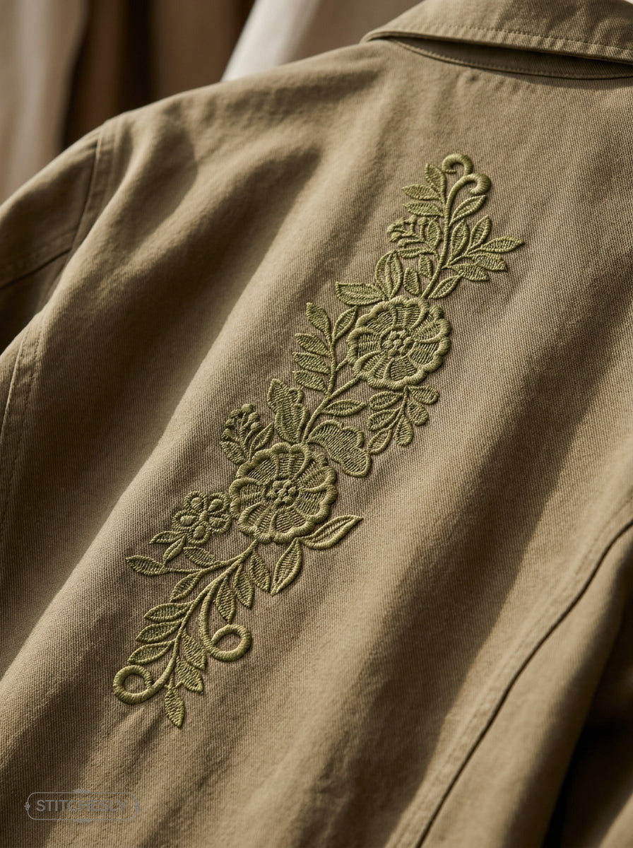 Detail view of Five Floral Borders Bundle machine embroidery design