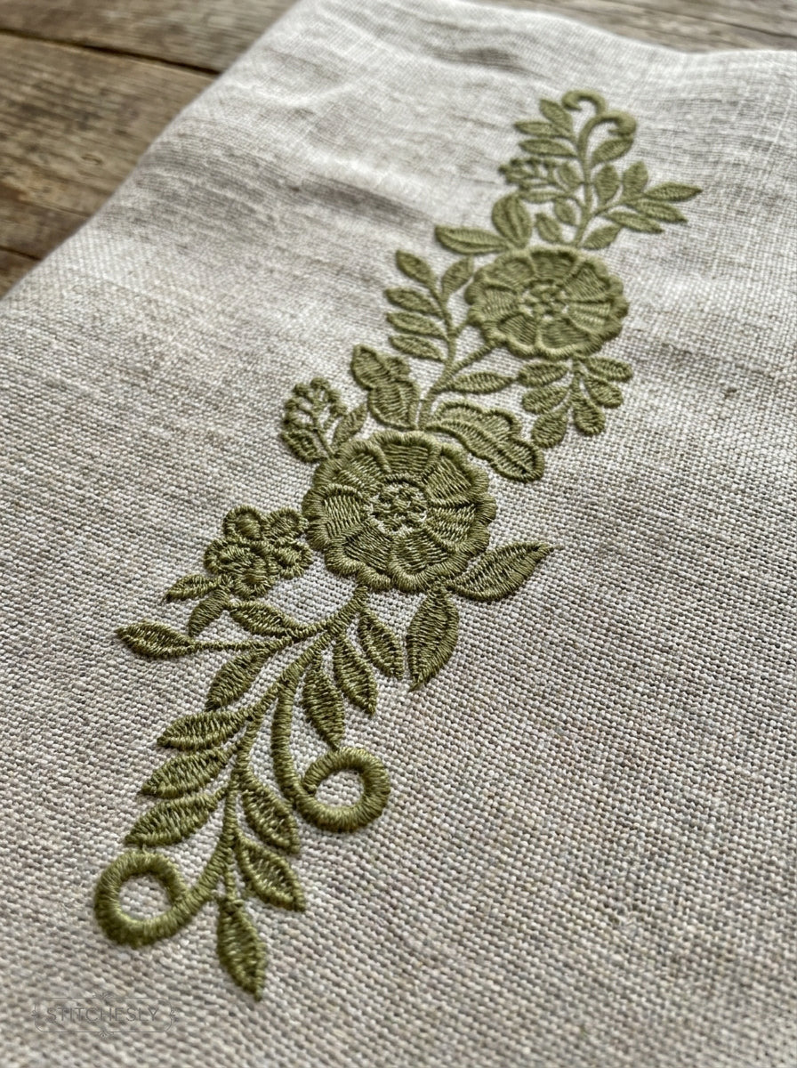 Detail view of Five Floral Borders Bundle machine embroidery design
