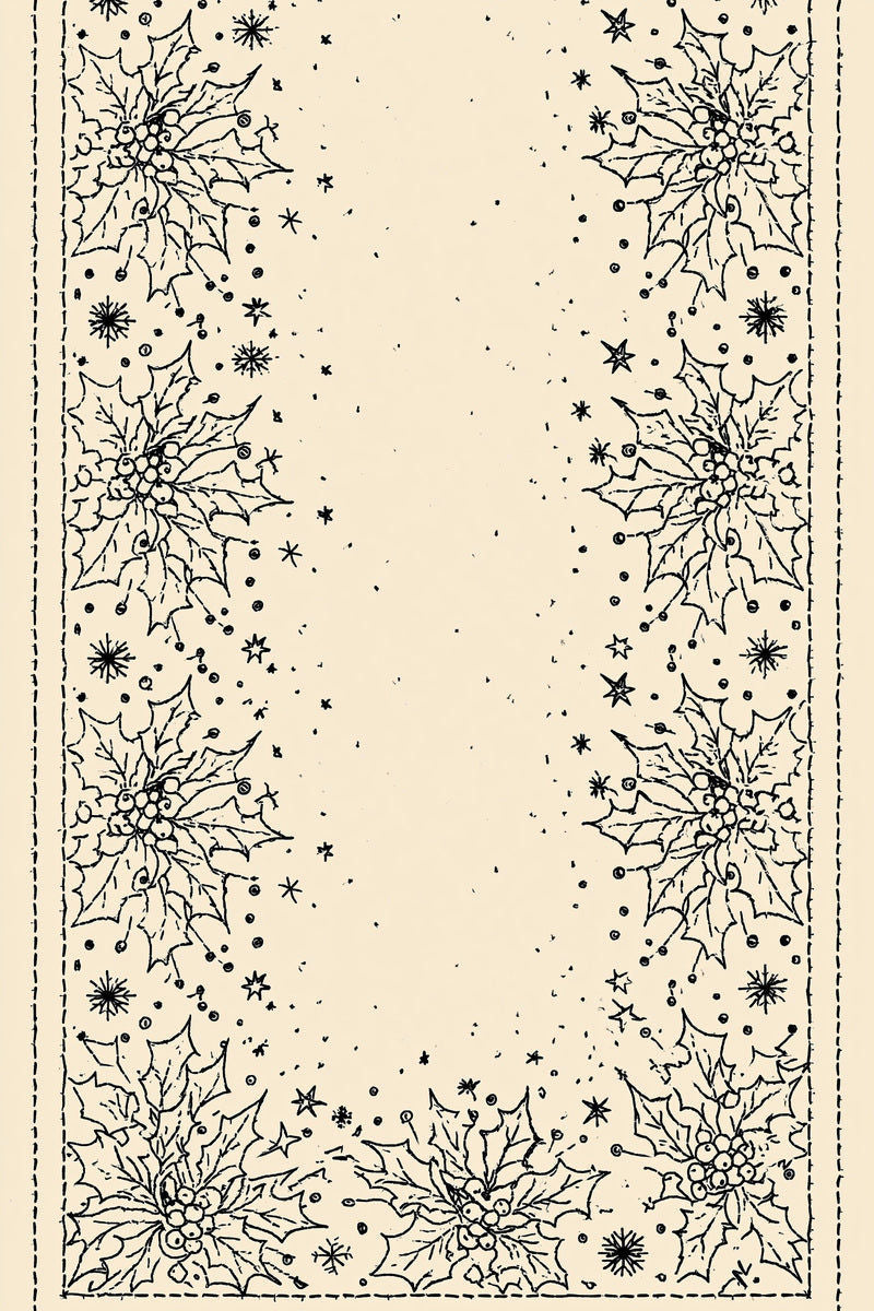 Original holly snowflake open centre border design plate from Christmas Embroidery Collection Edition 4, a digital PDF embroidery design book.