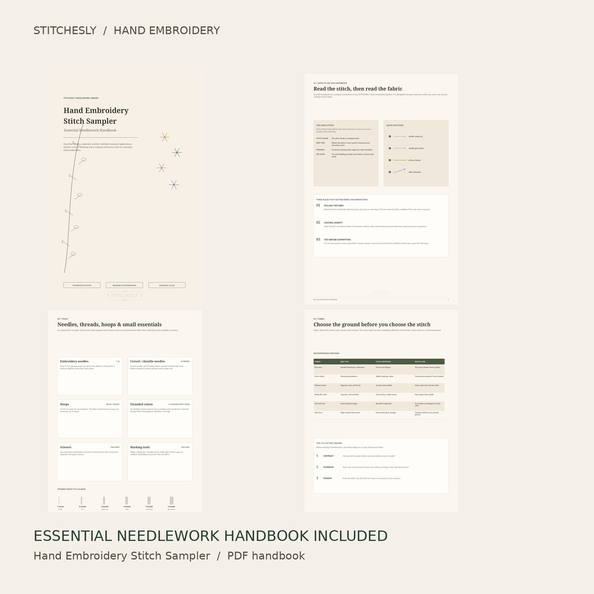 Goldfinch Across the Teasel Crown: included Hand Embroidery Stitch Sampler Essential Needlework Handbook PDF preview