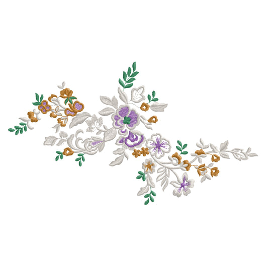 Floral Border Embroidery Design – Elegant Rose Leaf Pattern for Table Linens – 28x16cm | Digital Download – PES DST VP3 HUS – Stitchesly G32018