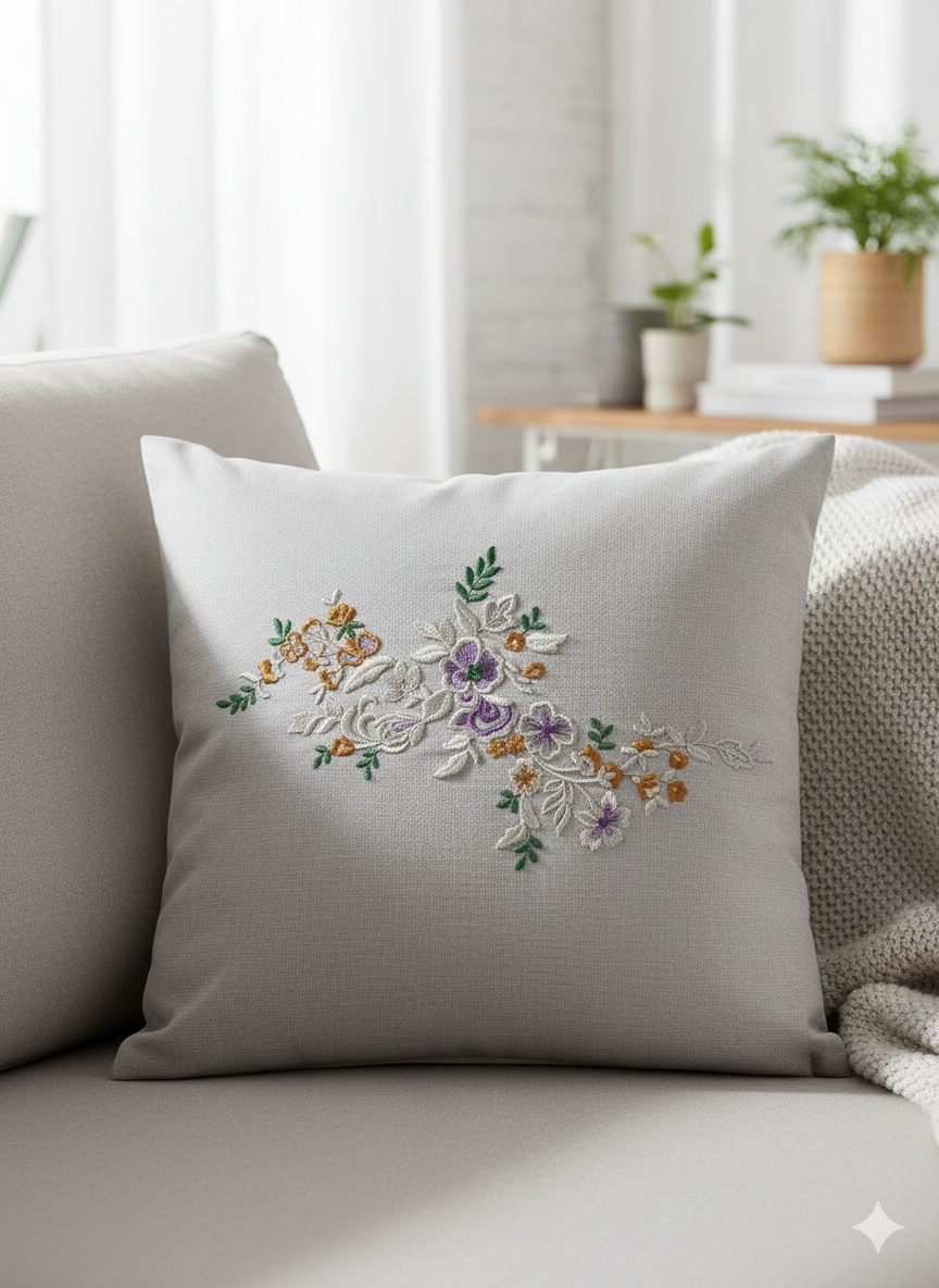 Floral Border Embroidery Design – Elegant Rose Leaf Pattern for Table Linens – 28x16cm | Digital Download – PES DST VP3 HUS – Stitchesly G32018